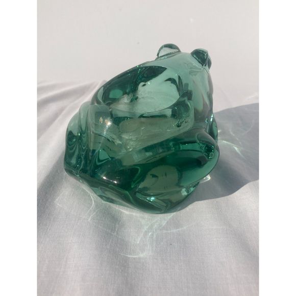 Indiana Glass Green Glass Frog Votive Candle / Paperweight #07138 Novelty Glass - Picture 9 of 10